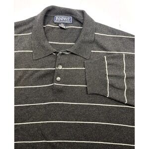 Vtg Harold Powell Cashmere Blend Grey Striped Sweater Mens XXL Academia Soft